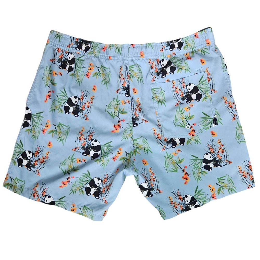 Public Access Mens Panda Bamboo Print Swim Trunks Light Blue Medium 36" Shorts - Picture 2 of 9